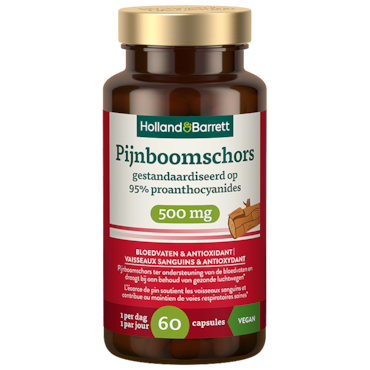 Holland & Barrett Pijnboomschors 500mg Gestandaardiseerd Op 95% Proanthocyanides - 60 capsules image 1