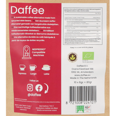 Daffee Dadelpittenkoffie Composteerbare Capsules - 10 capsules image 2