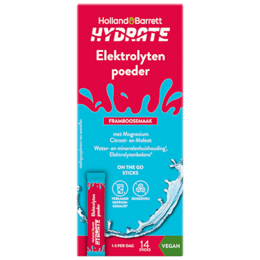 Holland & Barrett Hydrate Elektrolytenpoeder Framboossmaak - 14 sticks image 1