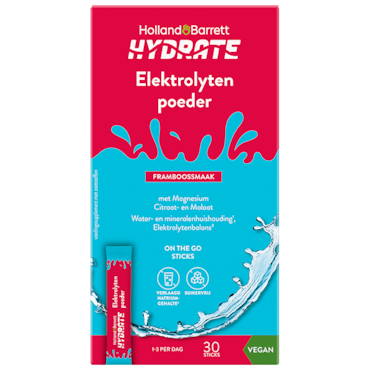 Holland & Barrett Hydrate Elektrolytenpoeder Framboossmaak - 30 sticks image 1