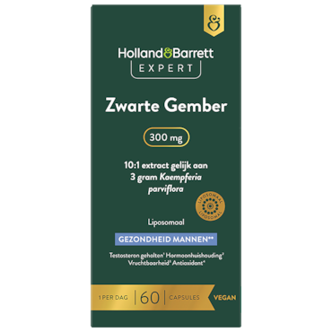 Holland & Barrett Expert Zwarte Gember 300mg 10:1 Extract Gelijk Aan 3 Gram Kaempferia Parviflora Liposomaal - 60 capsules image 1