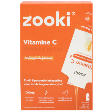 Zooki Vitamine C Vloeibare Sachets – 14 Sachets image 1