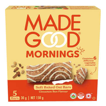 MadeGood Mornings Soft Baked Oat Bar Cinnamon Bun - 5x30g image 1