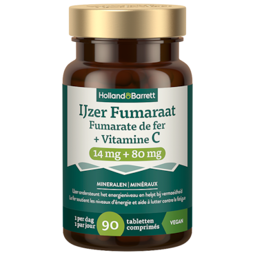 Holland & Barrett IJzer Fumaraat + Vitamine C 14mg + 80mg - 90 tabletten image 1