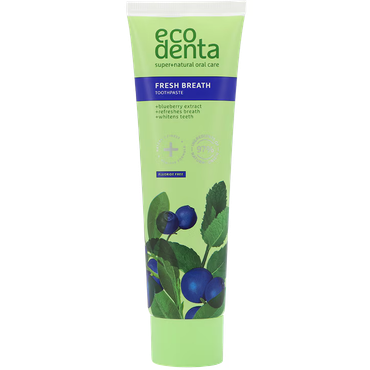 Reviews over Ecodenta Tandpasta Fresh Breath Bosbes & Munt - 100ml