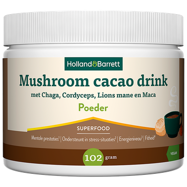 Reviews over Holland & Barrett Mushroom Cacao Poeder Drink - 102g