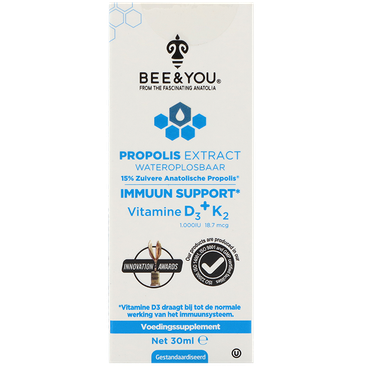 Reviews over BEE&YOU Wateroplosbaar Propolis Extract 15% Vitamine D3 + K2 - 30 ml