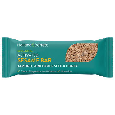 Reviews over Holland & Barrett Organic Activated Sesame Bar Almond, Sunflower Seed & Honey - 40g
