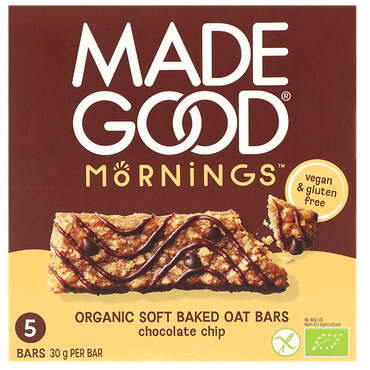 Reviews over MadeGood Mornings Chocolate Chip Oat Bars - 5x30g
