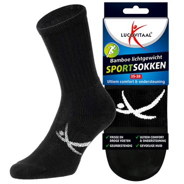 Reviews over Lucovitaal Bamboe Lichtgewicht Sportsokken Zwart 35-38