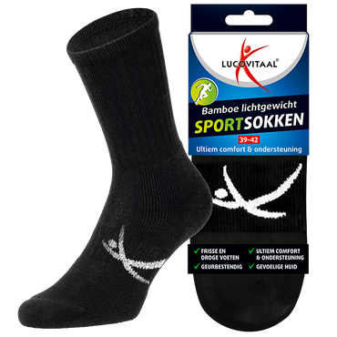 Reviews over Lucovitaal Bamboe Lichtgewicht Sportsokken Zwart 39-42