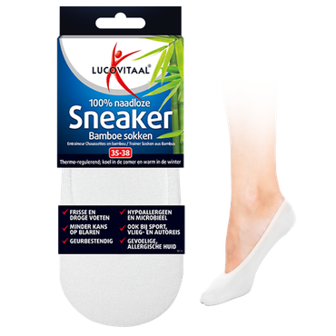 Reviews over Lucovitaal 100% Naadloze Sneaker Bamboesokken Wit 35-38