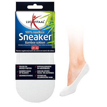 Reviews over Lucovitaal 100% Naadloze Sneaker Bamboesokken Wit 39-42