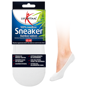 Reviews over Lucovitaal 100% Naadloze Sneaker Bamboesokken Wit 43-46