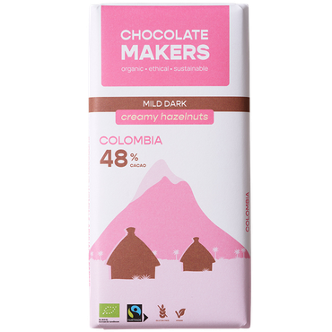 Reviews over Chocolatemakers Mild Dark Creamy Hazelnuts Colombia 48% - 80g