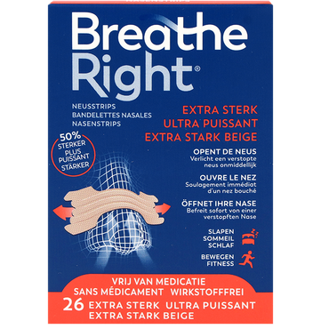 Reviews over Breathe Right Neusstrips Extra Sterk Beige - 26 stuks