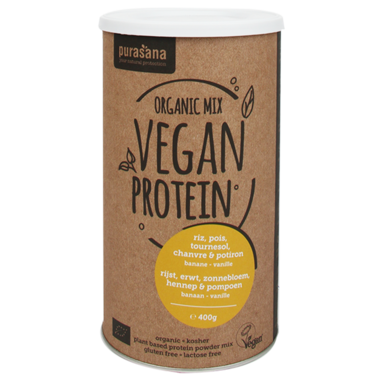 Purasana Vegan Protein Mix Banaan-Vanille Bio (400gr)