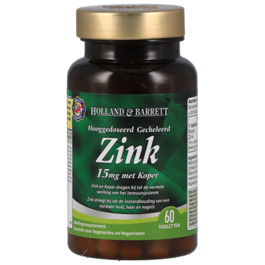 Holland & Barrett Zink Met Koper, 15mg (60 Tabletten)