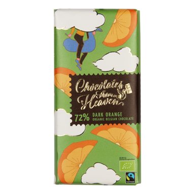 Chocolates From Heaven Chocolat Noir Orange 72 % Cacao Bio