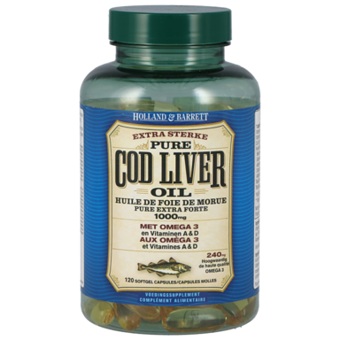 Holland & Barrett Cod Liver Oil Met Vitamine A & D 1000 mg 120 Capsules