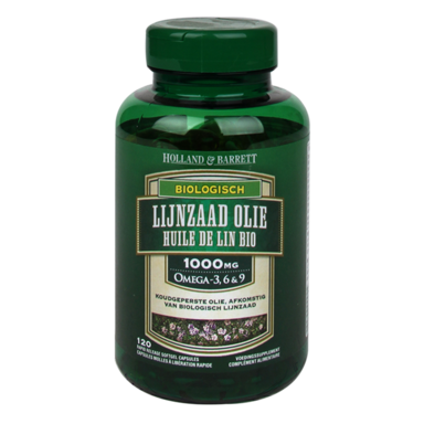 Holland & Barrett Biologische Lijnzaadolie, 1000mg (120 Capsules)