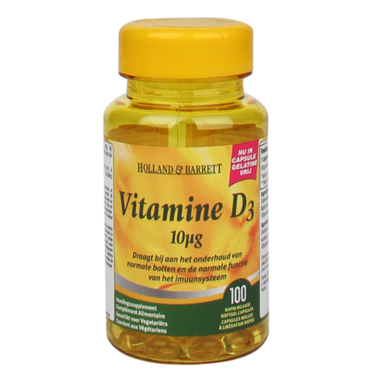 Holland & Barrett Vitamine D3, 10mcg (100 Capsules)