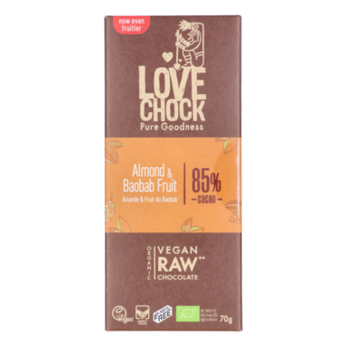 Barre Lovechock Raw Chocolat noir, amandes et baobab bio (70 g)