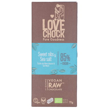 Barre Lovechock Raw Chocolat noir - Copeaux sucrés et sel de mer bio (70 g)