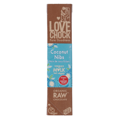 Barre Lovechock Raw Chocolat noir crémeux et copeaux de noix de coco Bio (40 g)