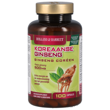 Holland & Barrett Korean Ginseng 500mg 100 Capsules