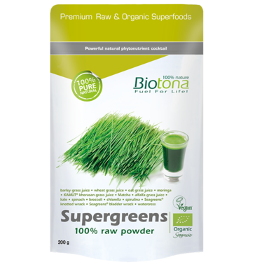 Biotona Supergreens Poudre de super aliments verts Bio 200 g