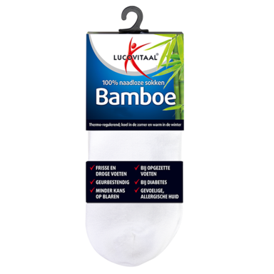 Lucovitaal Bamboe Enkelsokken Wit 35-38