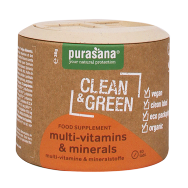 Purasana Clean & Green Multi-Vitamine & Mineralen  Bio (60 Capsules)