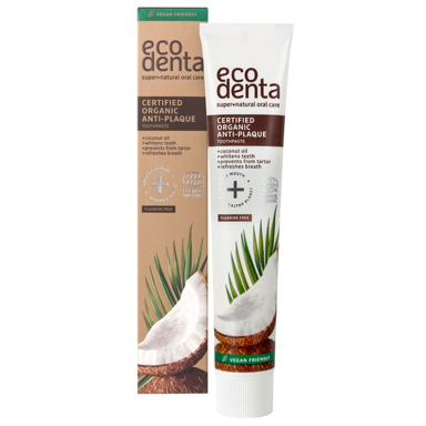 Ecodenta Tandpasta Anti-Plak Kokos - 75ml