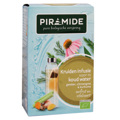 Piramide Kruideninfusie Voor In Koud Water Gember, Citroengras & Kurkuma Bio (10 Theezakjes)