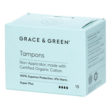 Grace & Green Tampons Super Plus (15 pièces)