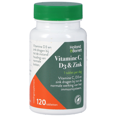 Holland & Barrett Vitamine C, D3 & Zink (120 Tabletten)