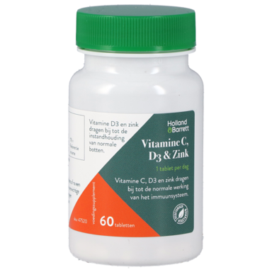 Holland & Barrett Vitamine C, D3 & Zink (60 Tabletten)