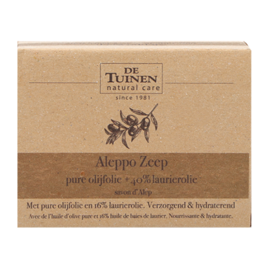 De Tuinen Aleppo Zeep pure olijfolie + 40% laurierolie (150 gr)