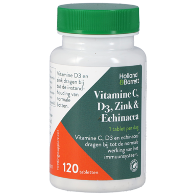 Holland & Barrett Vitamine C, D3, Zink en Echinacea (120 Tabletten)