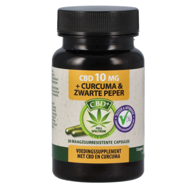 Jacob Hooy CBD capsules 10 mg + Curcuma & Zwarte Peper (30 capsules)