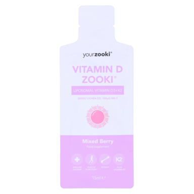 YourZooki Liposomal Vitamin D3 3000IU & K2 100UG Mixed Berry Flavour 15ml (1 zakje)