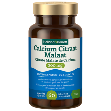 Holland & Barrett Citrate Malate de Calcium 200mg - 60 comprimés