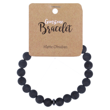 Steengoed Kralenarmband Obsidiaan Mat