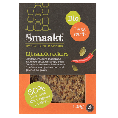 Smaakt Less Carb Lijnzaadcrackers Maanzaad Bio - 125 g