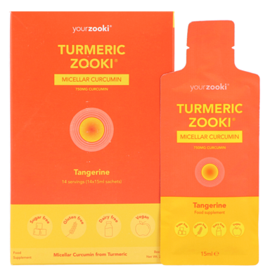 YourZooki Turmeric Zooki Micellar Curcumin 750mg Tangerine Flavour 15ml (14 zakjes)