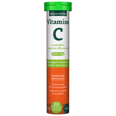 Holland & Barrett Vitamine C bruistablet 1000mg Granaatappel / Limoensmaak - 20 bruistabletten