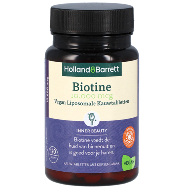 Holland & Barrett Biotine 10.000 mcg Vegan Liposomale Kauwtabletten (120 kauwtabletten)