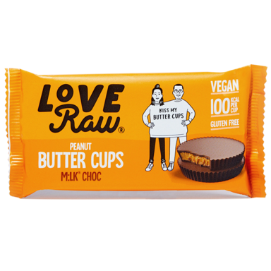 LoveRaw Peanut Butter Cups Vegan Milk Chocolate - 2 x 17g