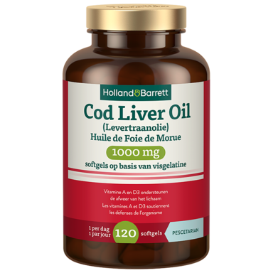Holland & Barrett Cod Liver Oil (Levertraan) 1000mg - 120 softgels